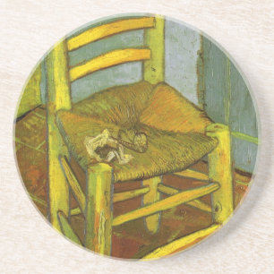 De stoel van Vincent met zijn pijp door van Gogh Zandsteen Onderzetter
