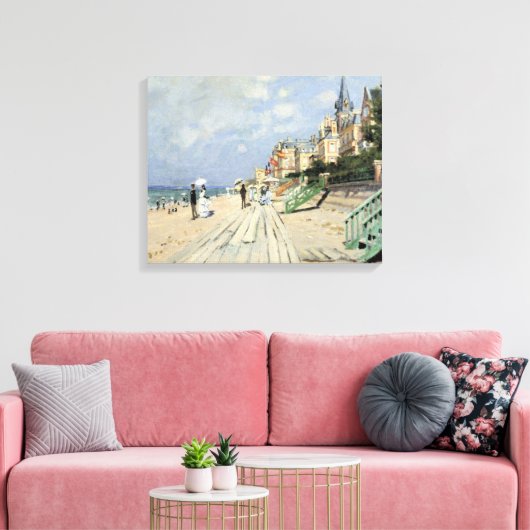 De stoep in Trouville door Claude Monet Canvas Afdruk (Insitu (Woonkamer))