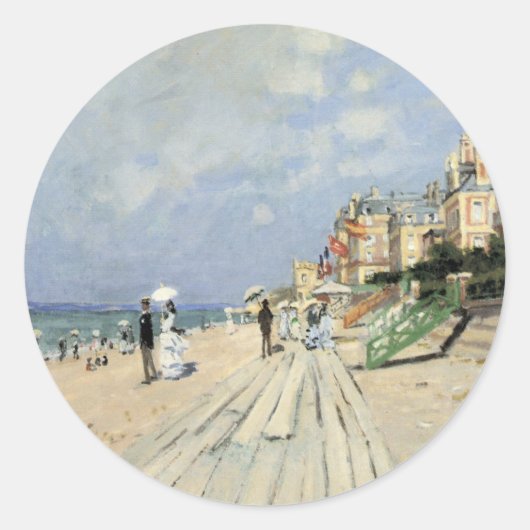 De stoep in Trouville door Claude Monet Ronde Sticker (Voorkant)