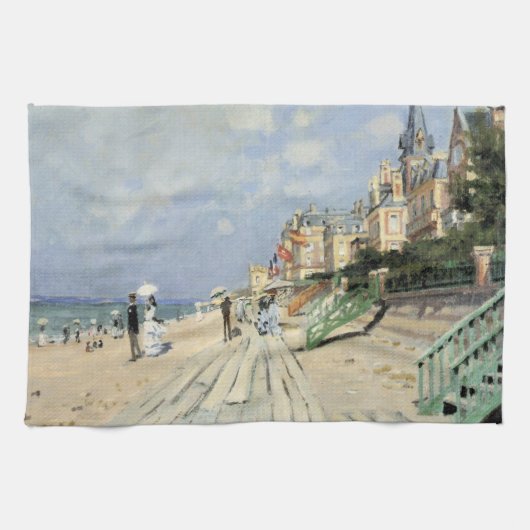 De stoep in Trouville door Claude Monet Theedoek (Horizontaal)