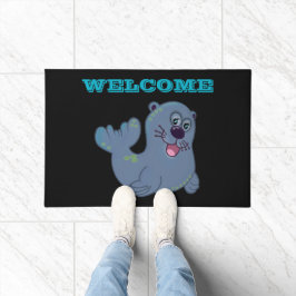 De stoffen afdichting bij Zazzle Mascot Logo Chara Deurmat