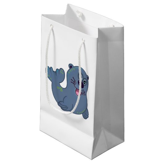 De stoffen afdichting bij Zazzle Mascot Logo Chara Klein Cadeauzakje (Voorkant Gekanteld)