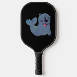 De stoffen afdichting bij Zazzle Mascot Logo Chara Pickleball Paddle