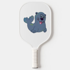 De stoffen afdichting bij Zazzle Mascot Logo Chara Pickleball Paddle