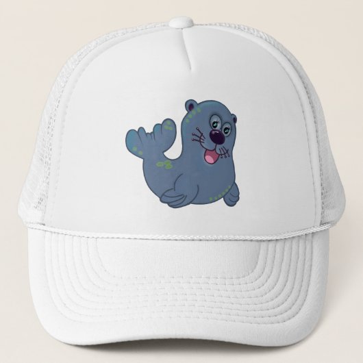De stoffen afdichting bij Zazzle Mascot Logo Chara Trucker Pet (Voorkant)