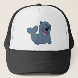 De stoffen afdichting bij Zazzle Mascot Logo Chara Trucker Pet