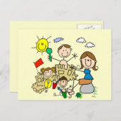 De stok stelt de Pret van het Strand van de Famili Briefkaart (Voorkant / Achterkant)