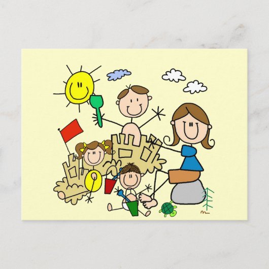 De stok stelt de Pret van het Strand van de Famili Briefkaart (Voorkant)