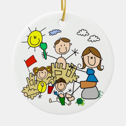 De stok stelt de Pret van het Strand van de Famili Keramisch Ornament (Voorkant)