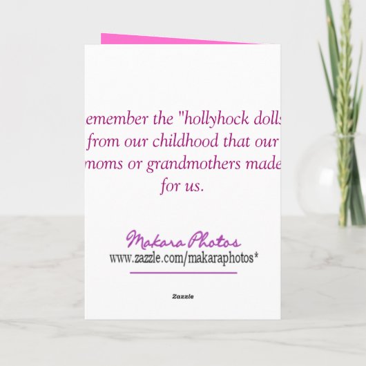 De stokroos pop-past aan kaart (Achterkant)