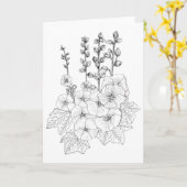 De stokrozen kleuren het zelf Lege Groet Kaart (Gele Bloem)