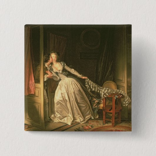 De Stolen Kiss, c.1788 Vierkante Button 5,1 Cm (Voorkant)