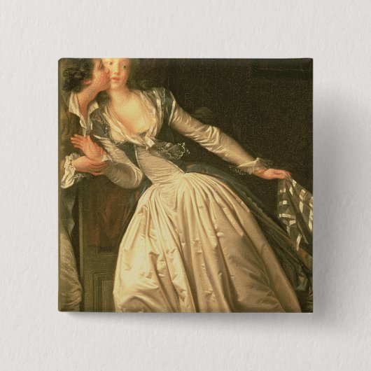 De Stolen Kiss, c.1788 Vierkante Button 5,1 Cm (Voorkant)