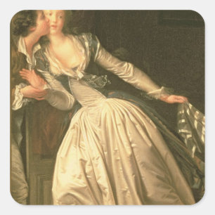 De Stolen Kiss, c.1788 Vierkante Sticker