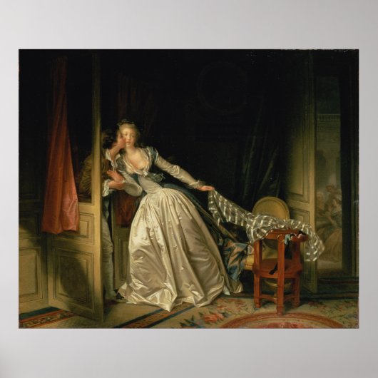 De Stolen Kiss van Fragonard, groot Poster (Voorkant)