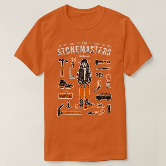 De Stone Masters California Rock tijdens het klimm T-shirt (Design voorkant)