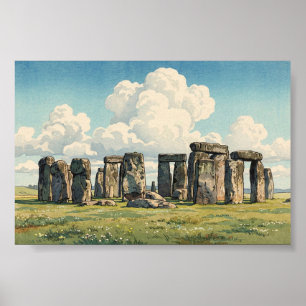 De Stonehenge Japanse Houtblokprint Poster