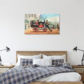 De stoomcoach canvas afdruk (Insitu (Slaapkamer))