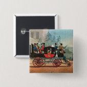 De stoomcoach vierkante button 5,1 cm (Voorkant /achterkant)