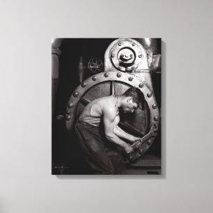 De stoomfitter, 1921. Oude foto Canvas Afdruk