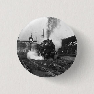 De stoomtrein komt eraan! circa 1864 de ronde button 3,2 cm