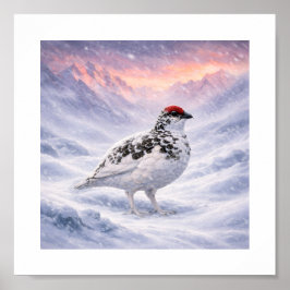 De storm doorstaan — Ptarmigan in de Japanse Alpen Poster