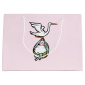 De storm draagt een babymeisje groot cadeauzakje (Voorkant)