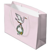 De storm draagt een babymeisje groot cadeauzakje (Achterkant Gekanteld)