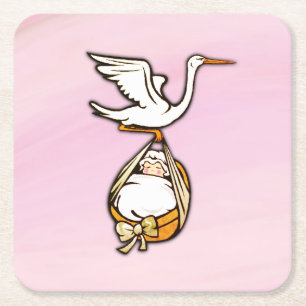 De storm draagt een babymeisje kartonnen onderzetters