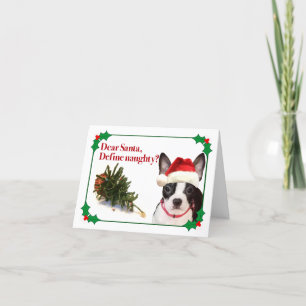 De stoute Boston Terrier kerstkaart Feestdagen Kaart