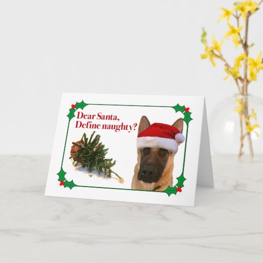 De stoute Duitse herder kerst Kaart (Gele Bloem)