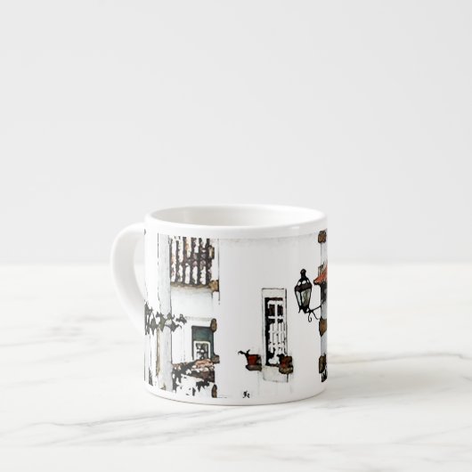 De straat in Obidos, Portugal Espresso Kop (Links)