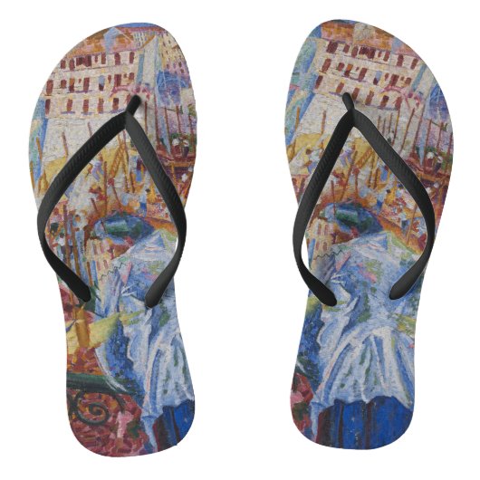 De straat komt het huis binnen - Umberto Boccioni Teenslippers (Voetbed)