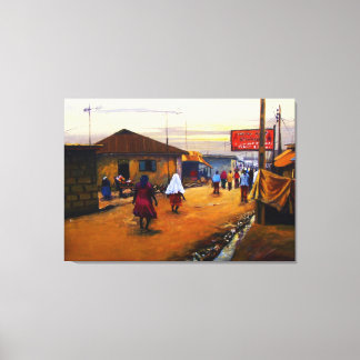 De straat van Afrika 2 olie op doek door Mojisola  Canvas Afdruk