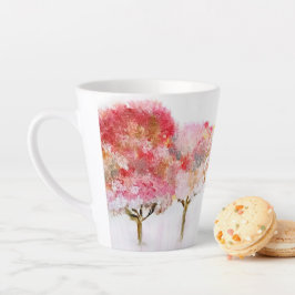 De stralende rode koffiebeker van de winter latte mok