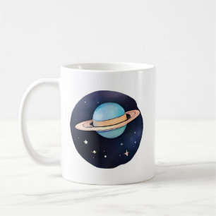De straling van Saturnus in de Waterverf Koffiemok