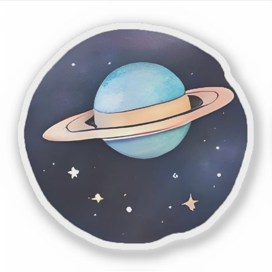 De straling van Saturnus in de Waterverf Sticker (Voorkant)