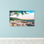 De strand scène in Carmel, Californië Canvas Afdruk (Insitu (Houten vloer))