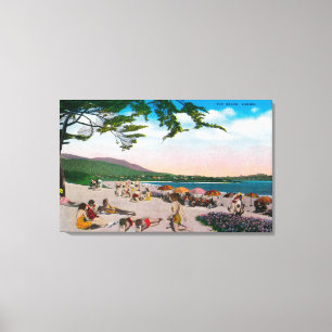 De strand scène in Carmel, Californië Canvas Afdruk