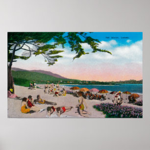 De strand scène in Carmel, Californië Poster
