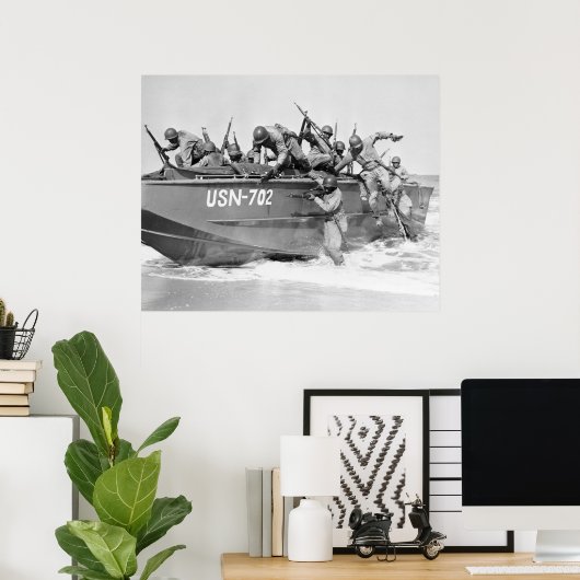 De strand van 1940 vormgeven poster (Thuiskantoor)