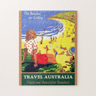 De stranden zijn bellen, reizen Australië Vintage Legpuzzel