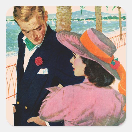 De strategie van de liefde vierkante sticker (Voorkant)