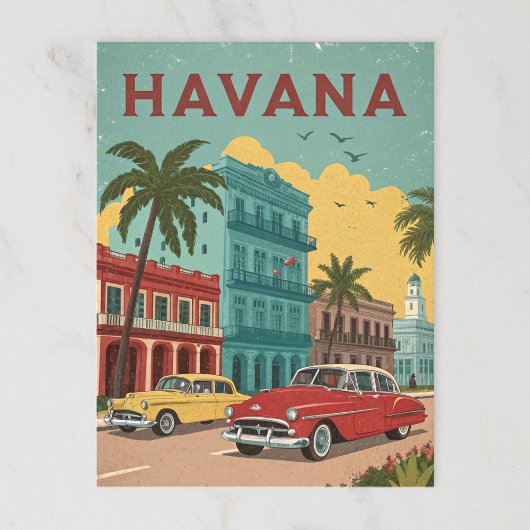 De straten van Havana en klassieke auto's Briefkaart