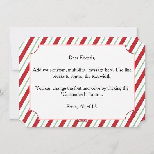 De Streep van het Riet van het snoep Feestdagenkaart (Achterkant)