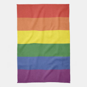 De strepen van de regenboog theedoek