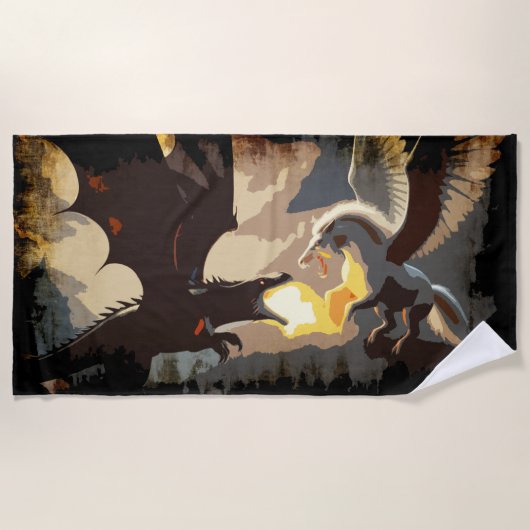 De strijd begint - Draak vs Pegasus Strandlaken (Voorkant)