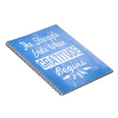 De strijd eindigt wanneer dankbaarheid begint notitieboek (Rechterzijde)