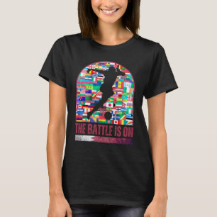 De strijd is aan de gang Wereld Vlaggen Voetbalspe T-shirt