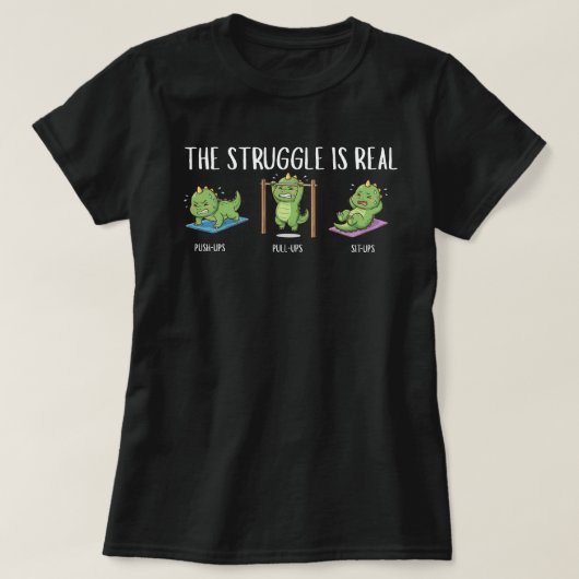 De Strijd Is Echt Grappig Dinosaurus Gym T-Shirt (Design voorkant)